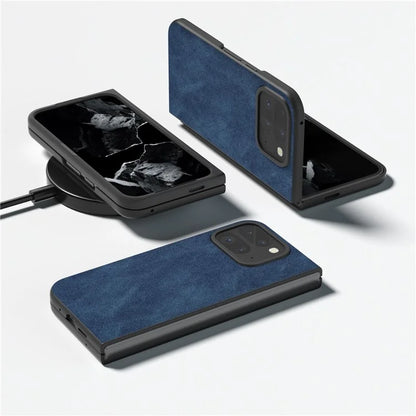 For Google Pixel Fold 2 Shockproof Case Black Edge PU+PC Phone Cover