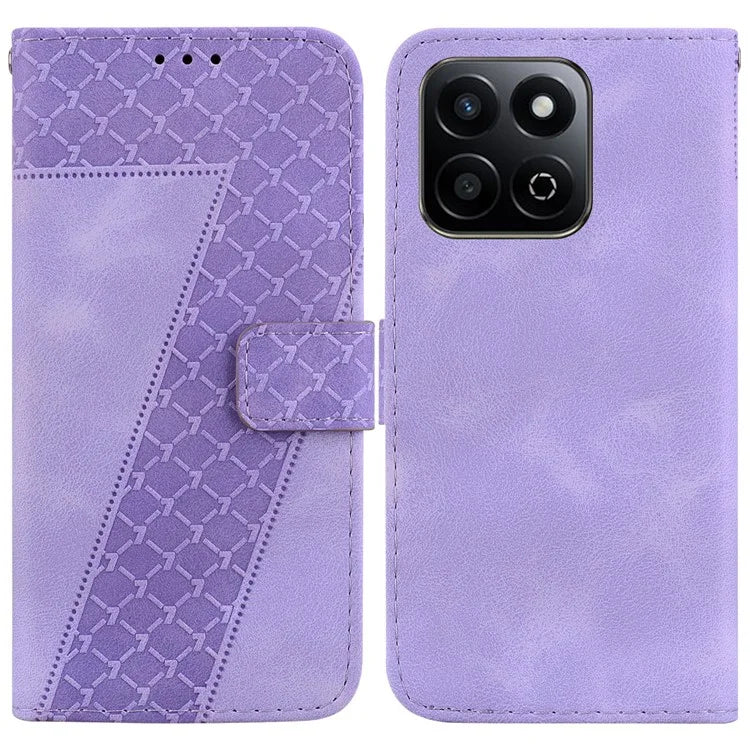 For Honor Play 60 Plus 5G Case 7-Shaped Pattern Imprint Leather Stand Phone Cover