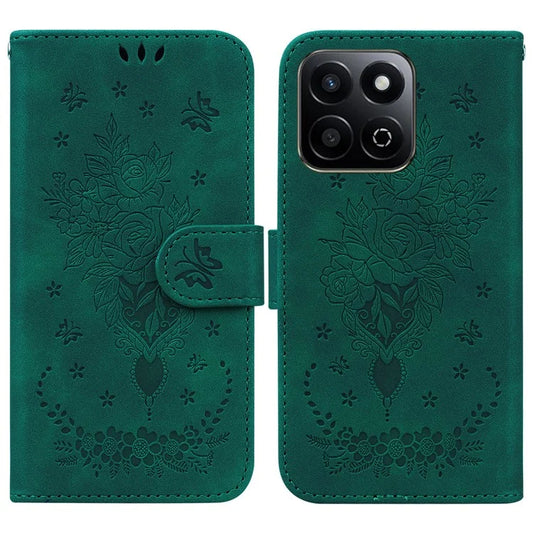 For Honor Play 60 Plus 5G Case PU Leather Wallet Phone Cover Butterfly Flower Imprint