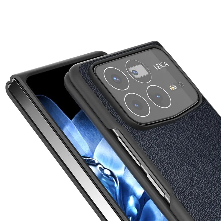 ABEEL For Xiaomi Mix Fold 4 5G Case Genuine Cow Leather PC Phone Cover Black Edge