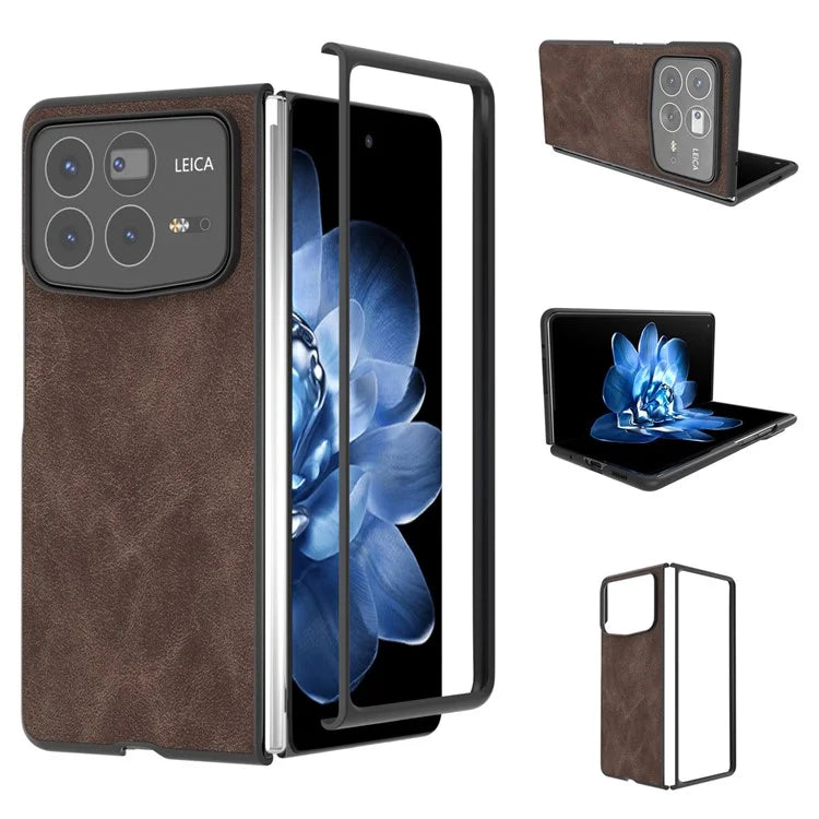 For Xiaomi Mix Fold 4 5G Protective Case Black Edge PU+PC Phone Cover