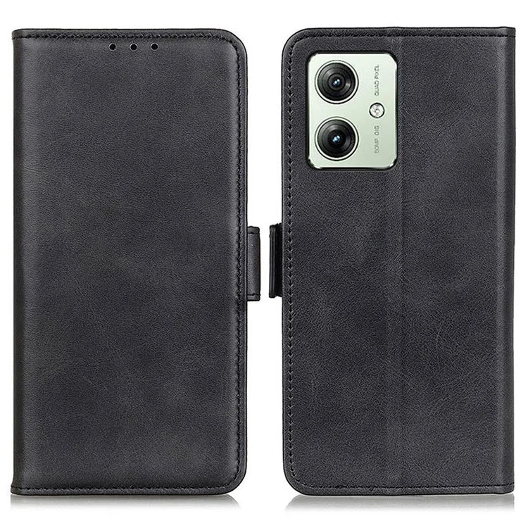 For Motorola Moto G64 5G Stand Case Cowhide Texture PU Leather Phone Cover