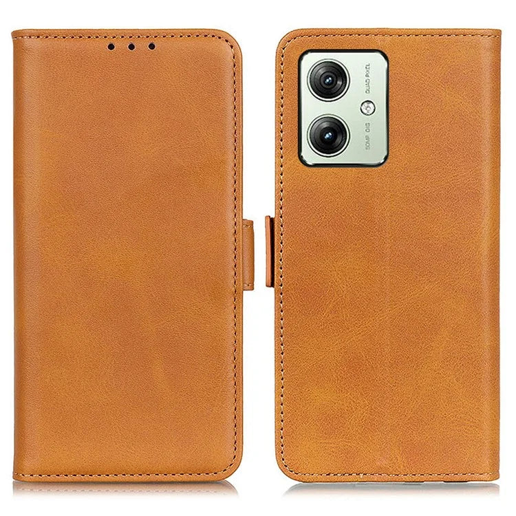 For Motorola Moto G64 5G Stand Case Cowhide Texture PU Leather Phone Cover