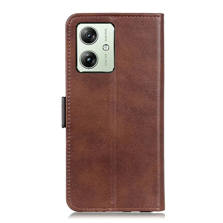 For Motorola Moto G64 5G Stand Case Cowhide Texture PU Leather Phone Cover