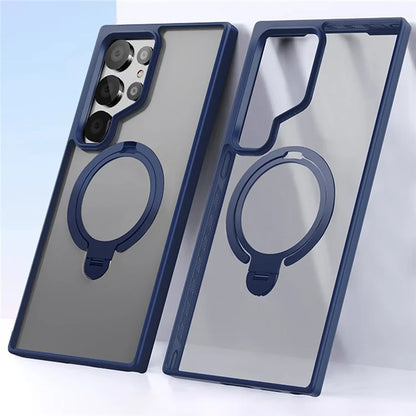 For Samsung Galaxy S24 Ultra Phone Case Kickstand Matte Back Cover Compatible with MagSafe