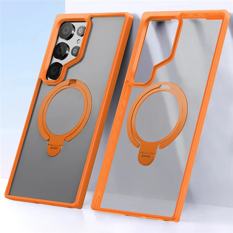 For Samsung Galaxy S24 Ultra Phone Case Kickstand Matte Back Cover Compatible with MagSafe