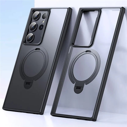 For Samsung Galaxy S23 Ultra Phone Case Kickstand Matte Back Cover Compatible with MagSafe