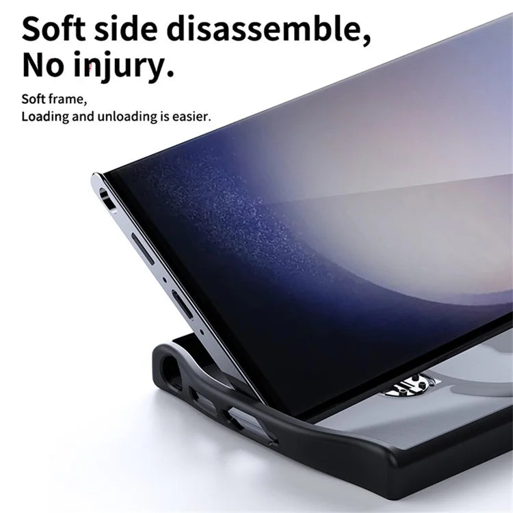 For Samsung Galaxy S23 Ultra Phone Case Kickstand Matte Back Cover Compatible with MagSafe