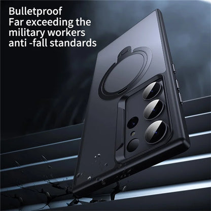 For Samsung Galaxy S23 Ultra Phone Case Kickstand Matte Back Cover Compatible with MagSafe