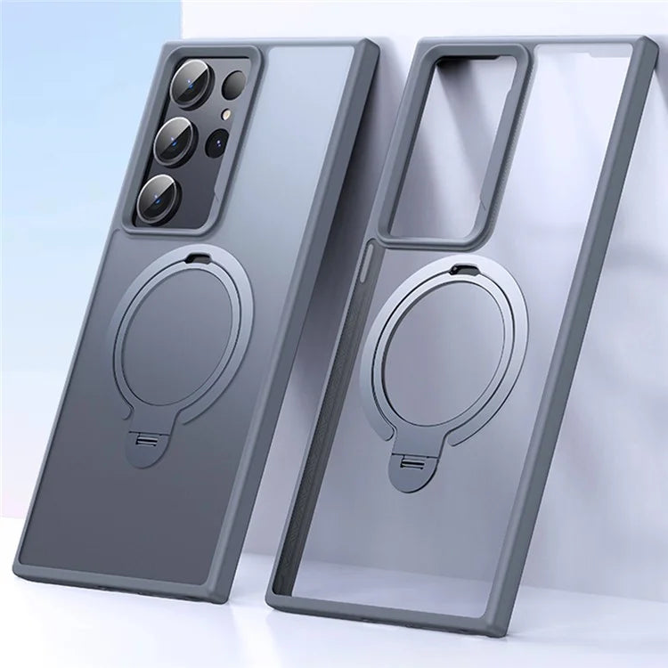 For Samsung Galaxy S23 Ultra Phone Case Kickstand Matte Back Cover Compatible with MagSafe
