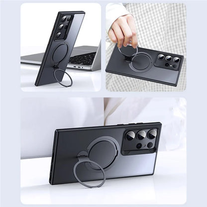 For Samsung Galaxy S23 Ultra Phone Case Kickstand Matte Back Cover Compatible with MagSafe