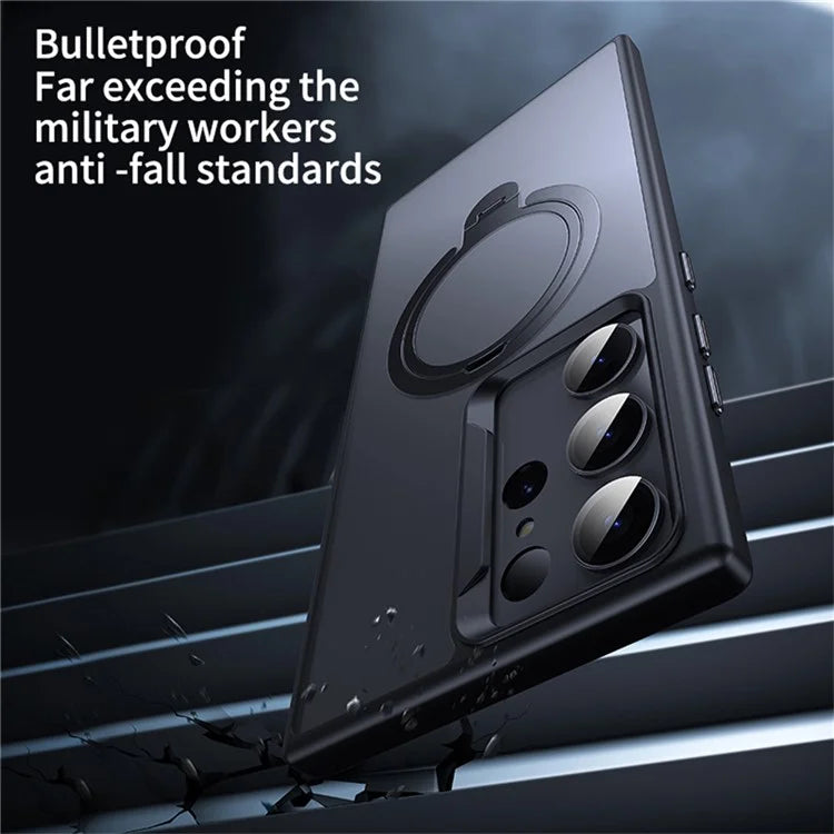 For Samsung Galaxy S23 Ultra Phone Case Kickstand Matte Back Cover Compatible with MagSafe