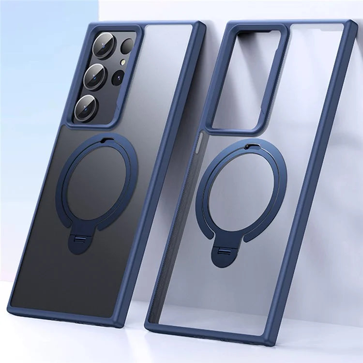 For Samsung Galaxy S23 Ultra Phone Case Kickstand Matte Back Cover Compatible with MagSafe