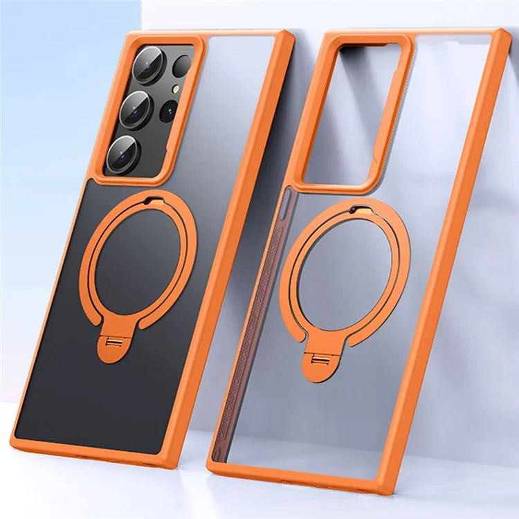 For Samsung Galaxy S23 Ultra Phone Case Kickstand Matte Back Cover Compatible with MagSafe