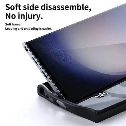 For Samsung Galaxy S23 Ultra Phone Case Kickstand Matte Back Cover Compatible with MagSafe