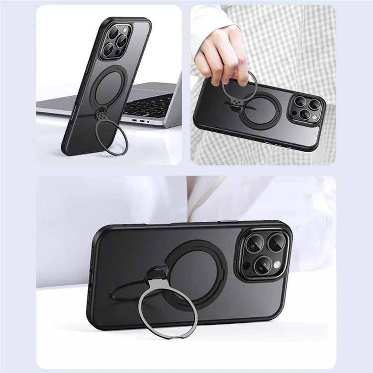 For iPhone 16 Pro Max Phone Case Kickstand Matte Back Cover Compatible with MagSafe