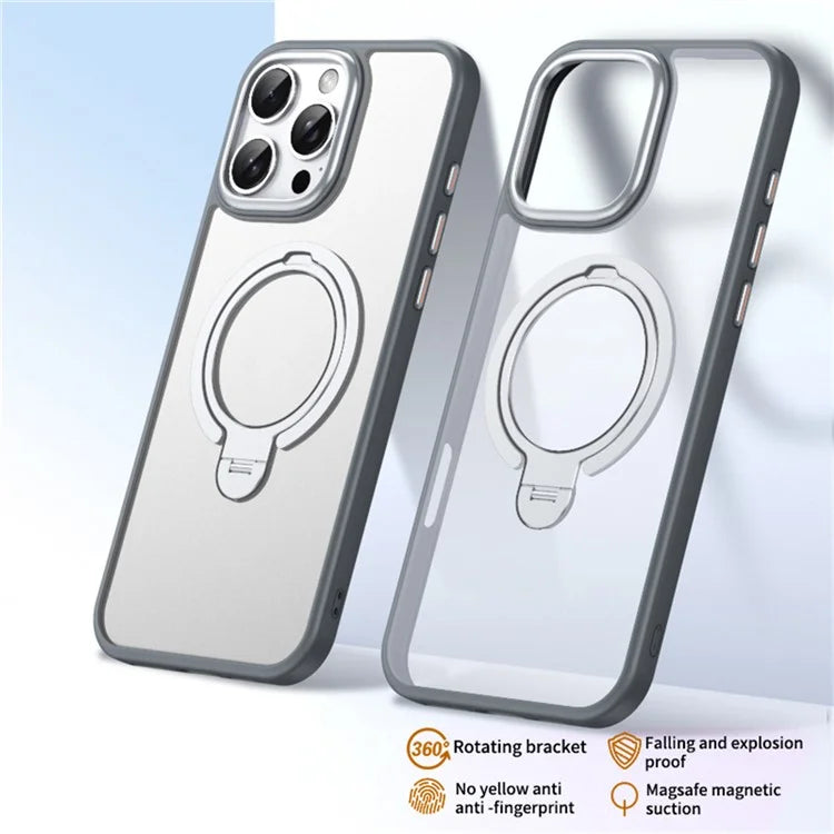 For iPhone 16 Pro Max Phone Case Kickstand Matte Back Cover Compatible with MagSafe