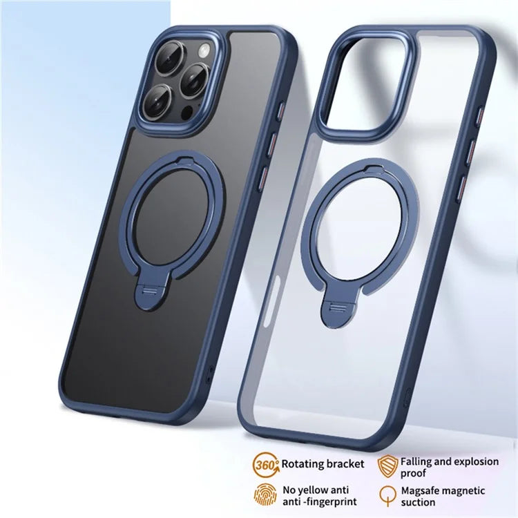For iPhone 16 Pro Max Phone Case Kickstand Matte Back Cover Compatible with MagSafe