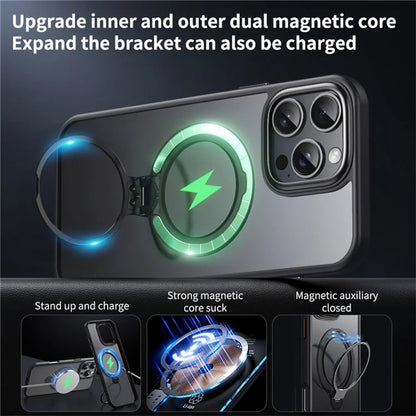 For iPhone 16 Pro Max Phone Case Kickstand Matte Back Cover Compatible with MagSafe