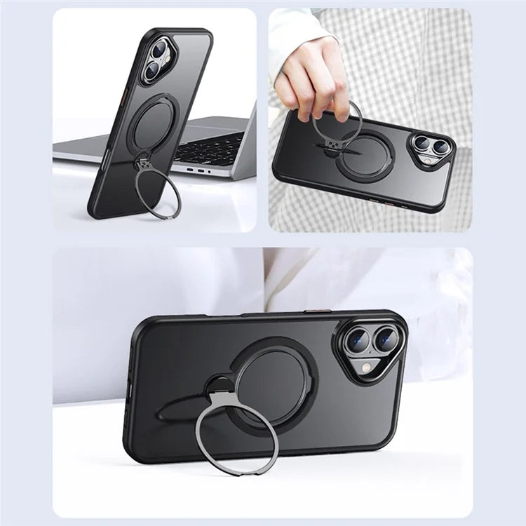 For iPhone 16 Plus Phone Case Kickstand Matte Back Cover Compatible with MagSafe