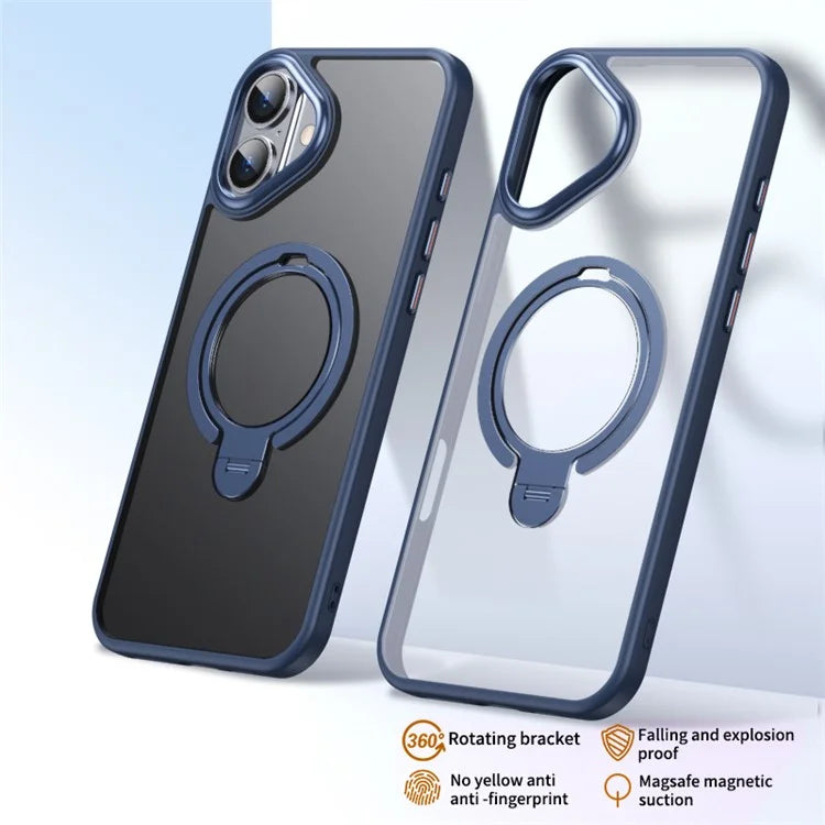 For iPhone 16 Phone Case Kickstand Matte Back Cover Compatible with MagSafe
