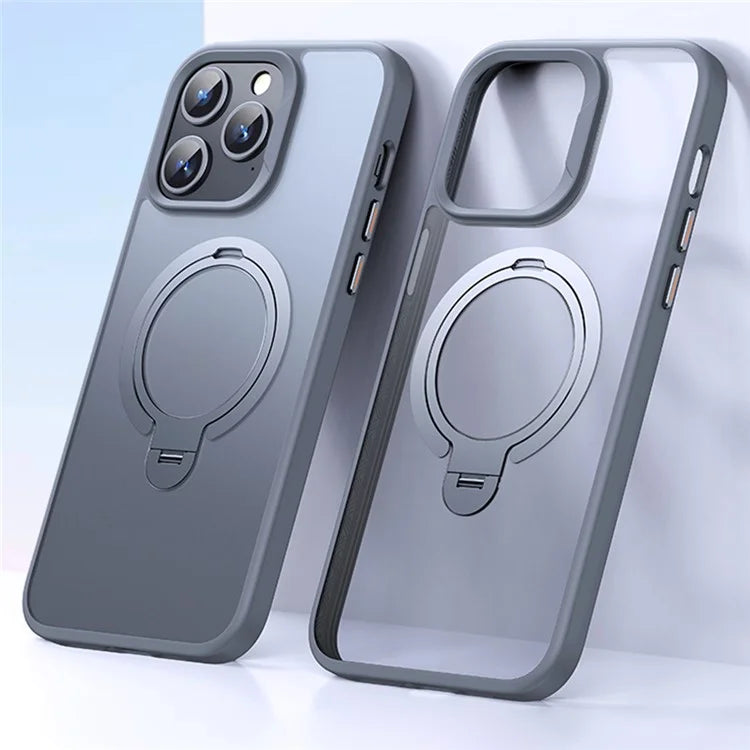 For iPhone 15 Pro Phone Case Kickstand Matte Back Cover Compatible with MagSafe
