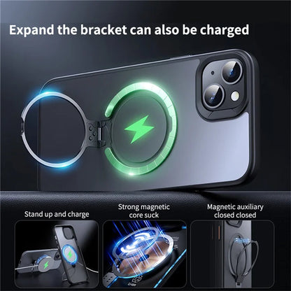 For iPhone 14 Plus Phone Case Kickstand Matte Back Cover Compatible with MagSafe