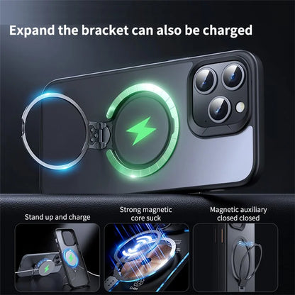 For iPhone 12 Pro Max Phone Case Kickstand Matte Back Cover Compatible with MagSafe
