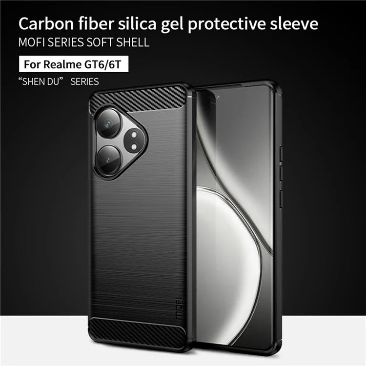 MOFI JK TPU Series-1 For Realme GT 6 5G / GT 6T 5G Case Carbon Fiber Texture Slim TPU Cover