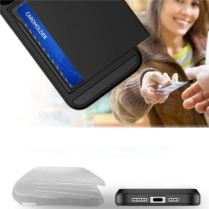 For iPhone 16 Pro Case with Sliding Card Holder PC+TPU Phone Back Cover