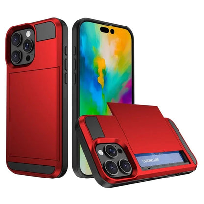 For iPhone 16 Pro Max Case with Sliding Card Holder PC+TPU Phone Back Cover