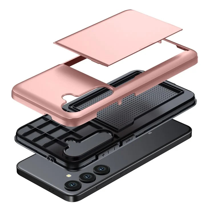 For Samsung Galaxy S24 FE Case with Card Holder TPU + PC Phone Back Cover