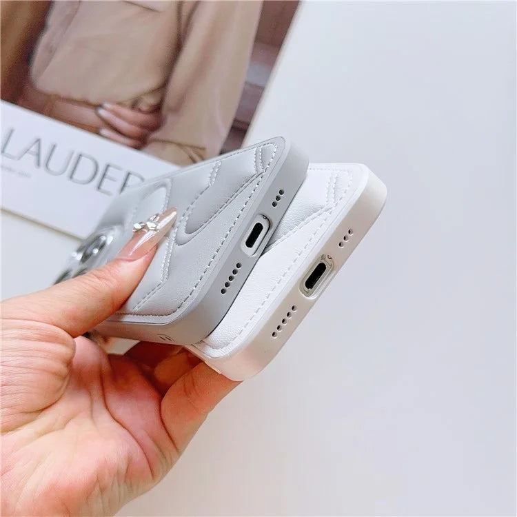 For iPhone 15 Pro Max Case Heart Pattern Leather Covered TPU Back Phone Cover