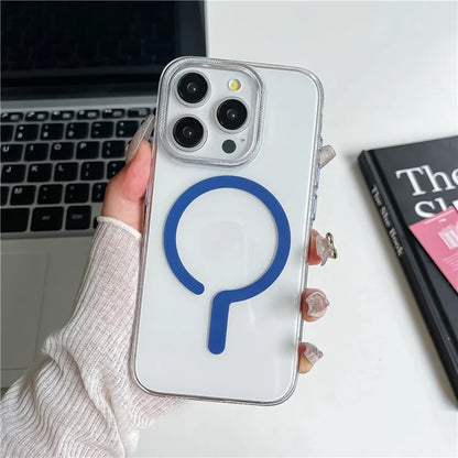 For iPhone 15 Pro Max Magnetic Case Anti-Drop TPU+PC Phone Cover