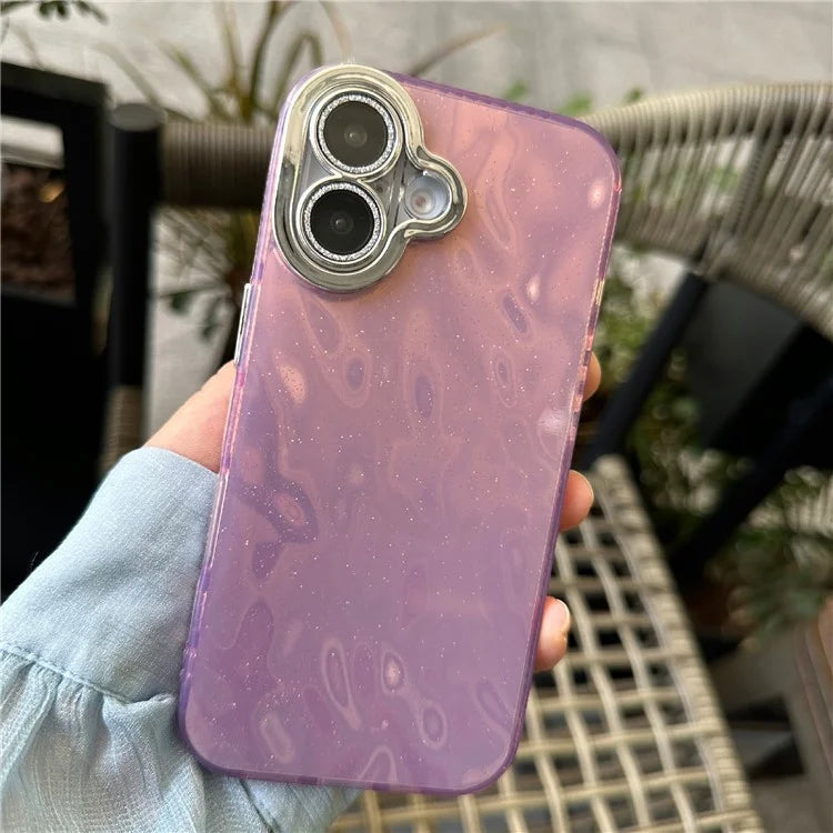 For iPhone 16 Plus Case Wrinkle Texture TPU+PC Shockproof Phone Cover