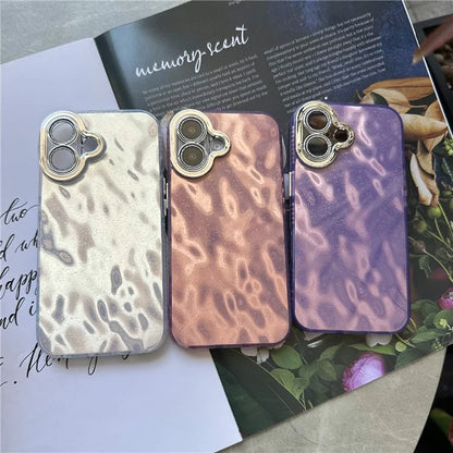 For iPhone 16 Plus Case Wrinkle Texture TPU+PC Shockproof Phone Cover