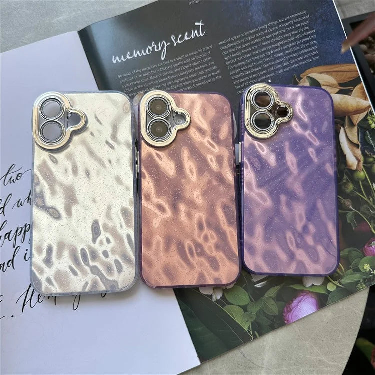 For iPhone 16 Plus Case Wrinkle Texture TPU+PC Shockproof Phone Cover