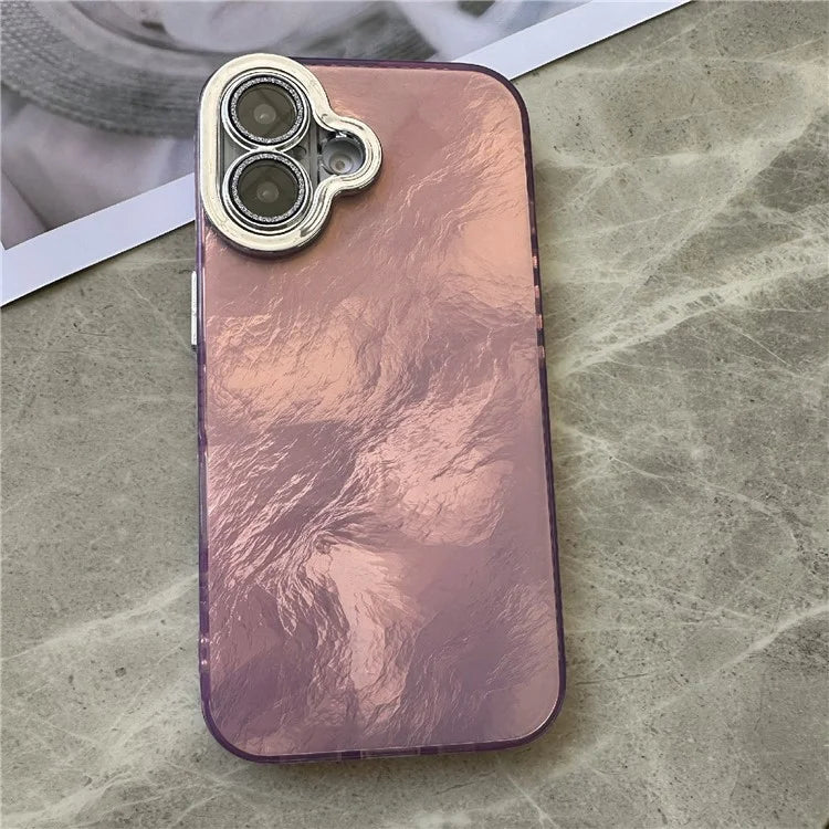 For iPhone 16 Plus Case Tinfoil Texture TPU+PC Anti-Drop Phone Cover