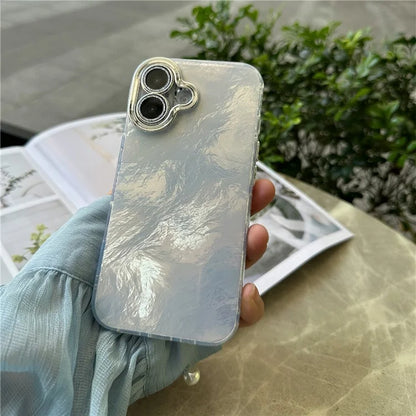 For iPhone 16 Plus Case Tinfoil Texture TPU+PC Anti-Drop Phone Cover