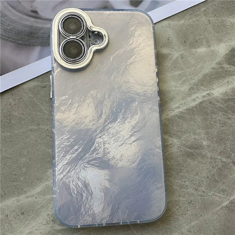 For iPhone 16 Plus Case Tinfoil Texture TPU+PC Anti-Drop Phone Cover