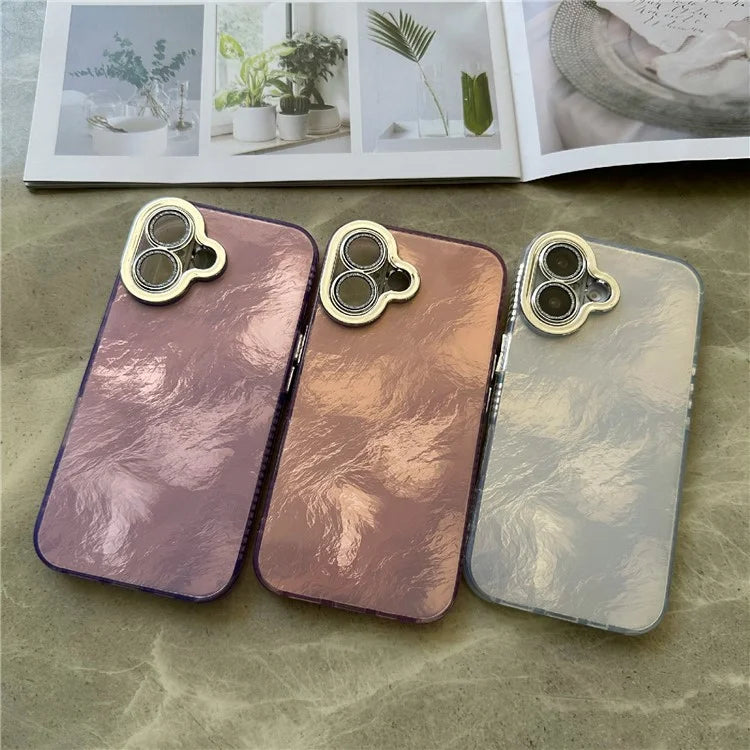For iPhone 16 Plus Case Tinfoil Texture TPU+PC Anti-Drop Phone Cover