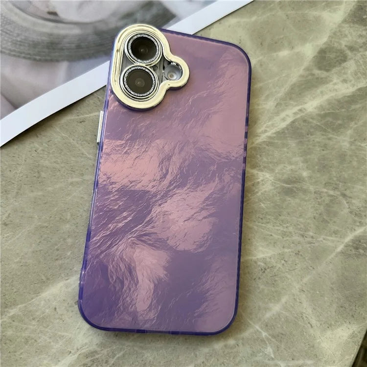 For iPhone 16 Plus Case Tinfoil Texture TPU+PC Anti-Drop Phone Cover
