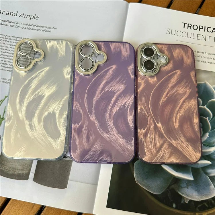 For iPhone 16 Plus Case Shockproof TPU+PC Phone Cover Silk Pattern