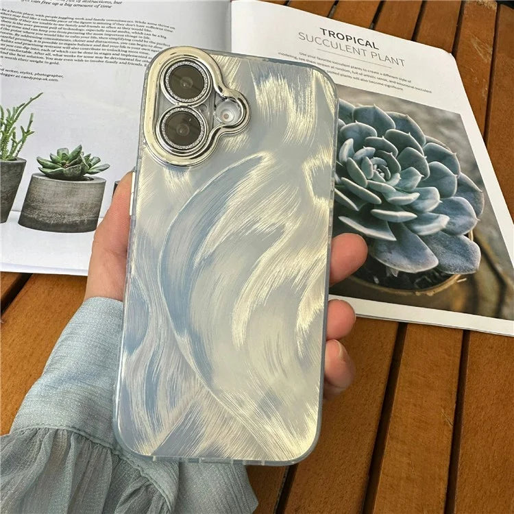 For iPhone 16 Case Silk Pattern Protective TPU+PC Phone Cover