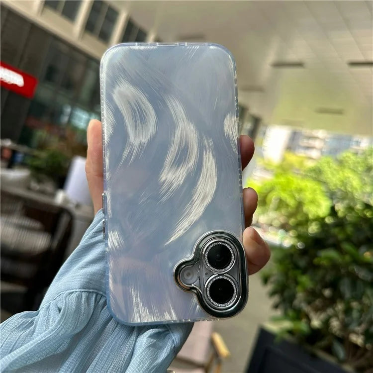 For iPhone 16 Case Silk Pattern Protective TPU+PC Phone Cover