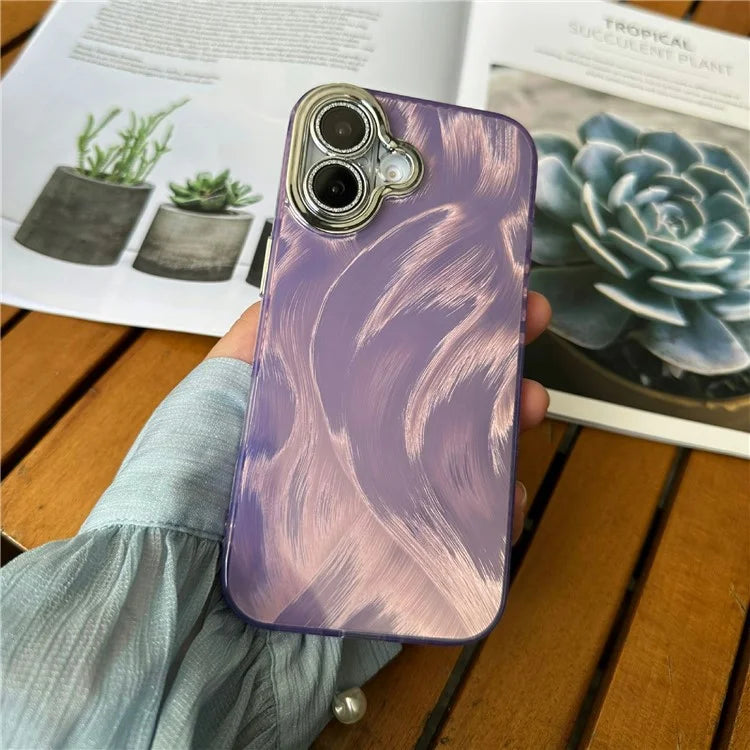 For iPhone 16 Case Silk Pattern Protective TPU+PC Phone Cover