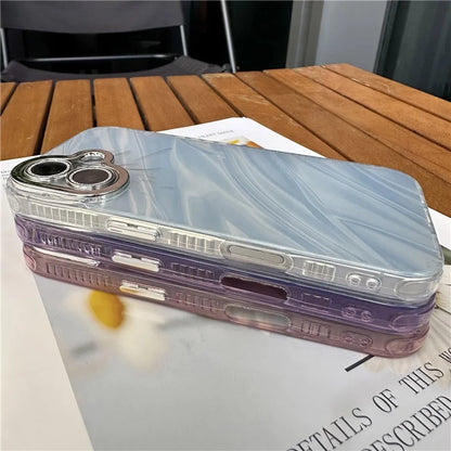 For iPhone 16 Plus Case Water Ripple Pattern Drop-Proof TPU+PC Phone Cover