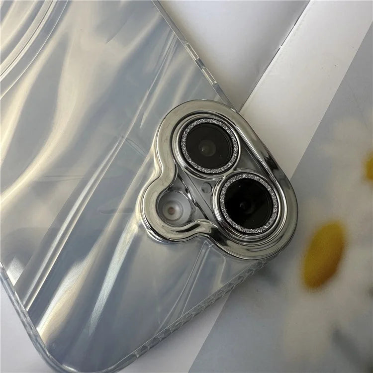 For iPhone 16 Plus Case Water Ripple Pattern Drop-Proof TPU+PC Phone Cover