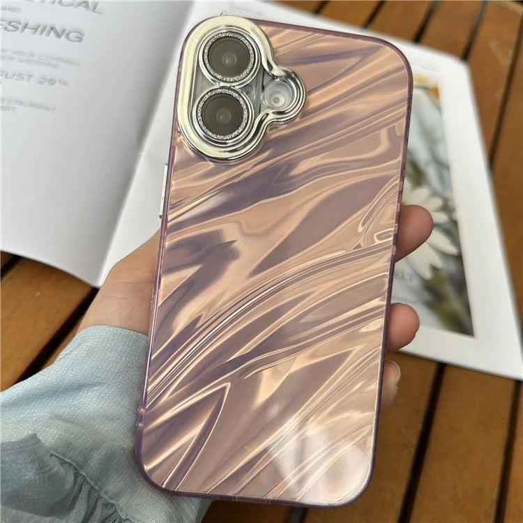 For iPhone 16 Case TPU+PC Protective Phone Cover Water Ripple Pattern