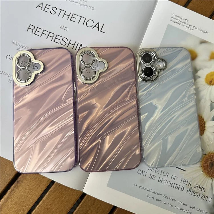 For iPhone 16 Case TPU+PC Protective Phone Cover Water Ripple Pattern
